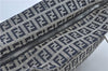 Authentic FENDI Zucchino Shoulder Tote Bag Canvas Leather Blue White J1685