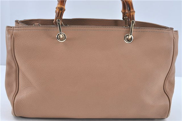 Authenic GUCCI Bamboo Shopper Medium 2Way Shoulder Hand Bag Leather Beige J1686