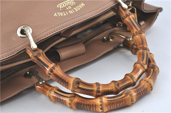 Authenic GUCCI Bamboo Shopper Medium 2Way Shoulder Hand Bag Leather Beige J1686