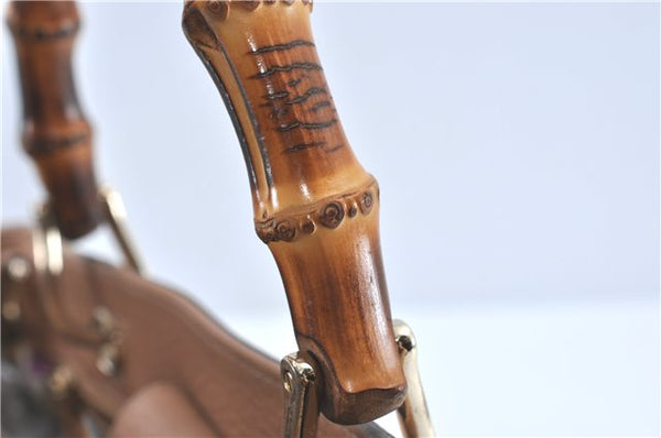 Authenic GUCCI Bamboo Shopper Medium 2Way Shoulder Hand Bag Leather Beige J1686