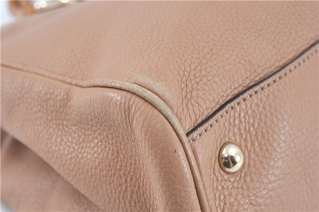 Authenic GUCCI Bamboo Shopper Medium 2Way Shoulder Hand Bag Leather Beige J1686