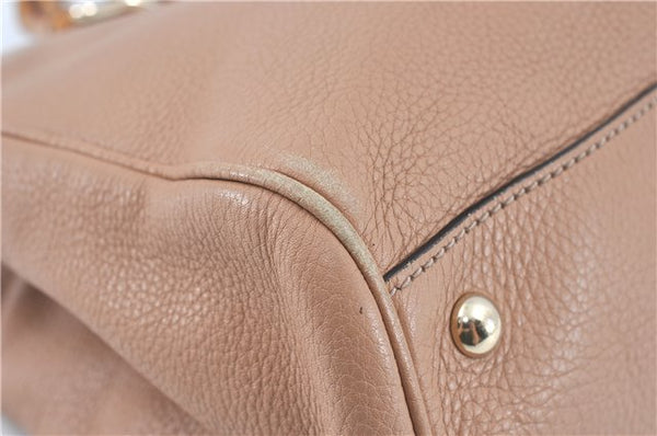 Authenic GUCCI Bamboo Shopper Medium 2Way Shoulder Hand Bag Leather Beige J1686
