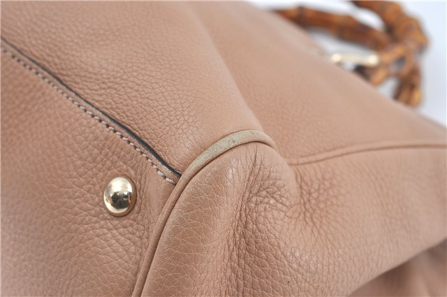 Authenic GUCCI Bamboo Shopper Medium 2Way Shoulder Hand Bag Leather Beige J1686