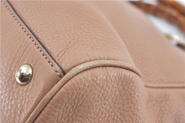 Authenic GUCCI Bamboo Shopper Medium 2Way Shoulder Hand Bag Leather Beige J1686