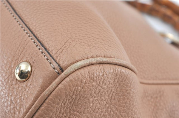 Authenic GUCCI Bamboo Shopper Medium 2Way Shoulder Hand Bag Leather Beige J1686