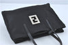 Authentic FENDI Zucca Hand Bag Purse Nylon Leather Black J1689