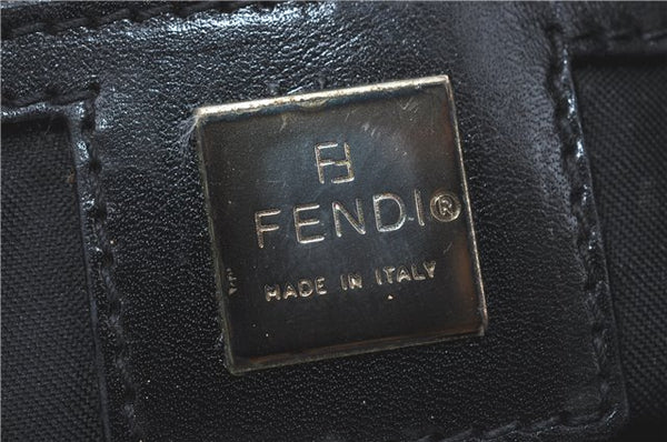 Authentic FENDI Zucca Hand Bag Purse Nylon Leather Black J1689