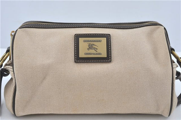Authentic BURBERRY BLUE LABEL Shoulder Cross Body Bag Cotton Leather Beige J1690