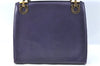 Authentic Ferragamo Gancini Leather Shoulder Hand Bag Purse Purple J1695