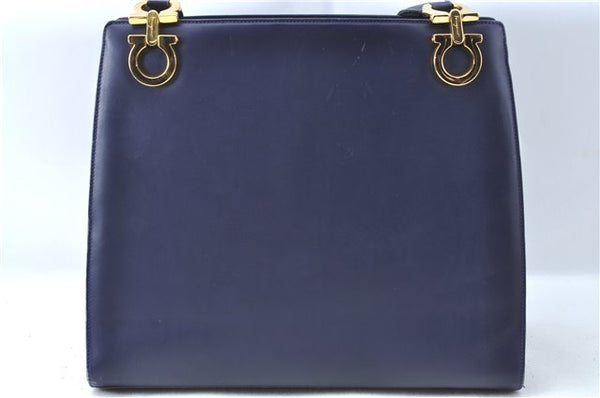 Authentic Ferragamo Gancini Leather Shoulder Hand Bag Purse Purple J1695