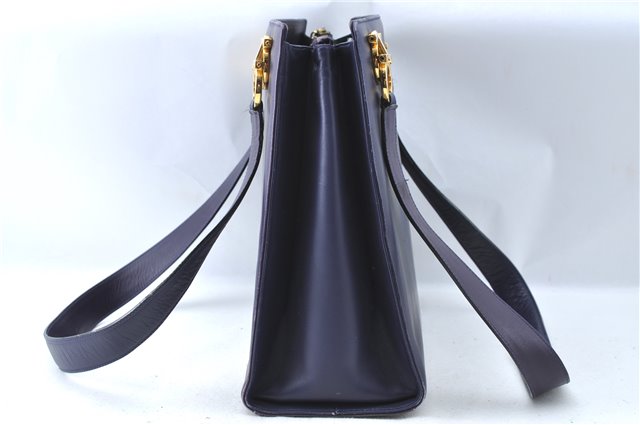 Authentic Ferragamo Gancini Leather Shoulder Hand Bag Purse Purple J1695