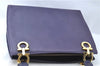 Authentic Ferragamo Gancini Leather Shoulder Hand Bag Purse Purple J1695