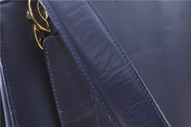 Authentic Ferragamo Gancini Leather Shoulder Hand Bag Purse Purple J1695