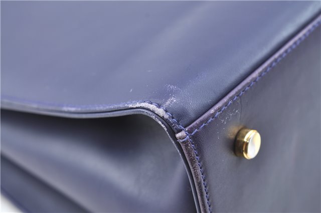 Authentic Ferragamo Gancini Leather Shoulder Hand Bag Purse Purple J1695