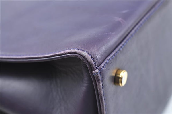 Authentic Ferragamo Gancini Leather Shoulder Hand Bag Purse Purple J1695