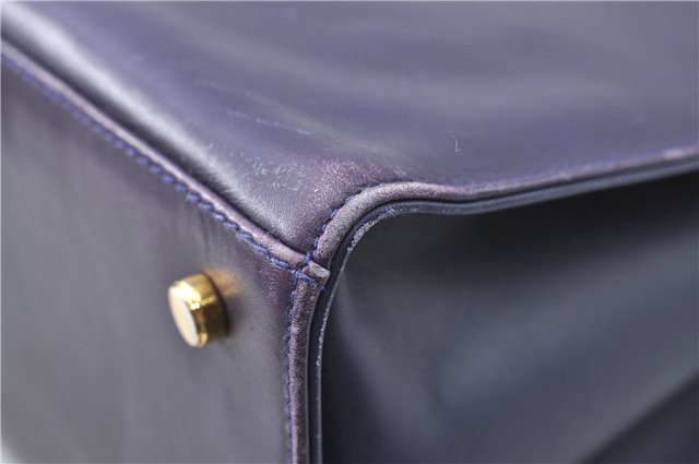 Authentic Ferragamo Gancini Leather Shoulder Hand Bag Purse Purple J1695