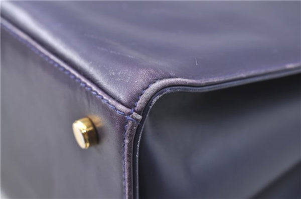 Authentic Ferragamo Gancini Leather Shoulder Hand Bag Purse Purple J1695