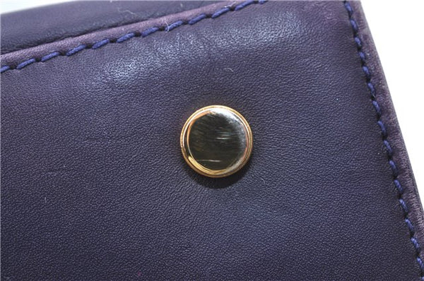 Authentic Ferragamo Gancini Leather Shoulder Hand Bag Purse Purple J1695