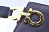 Authentic Ferragamo Gancini Leather Shoulder Hand Bag Purse Purple J1695