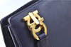 Authentic Ferragamo Gancini Leather Shoulder Hand Bag Purse Purple J1695