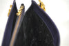 Authentic Ferragamo Gancini Leather Shoulder Hand Bag Purse Purple J1695