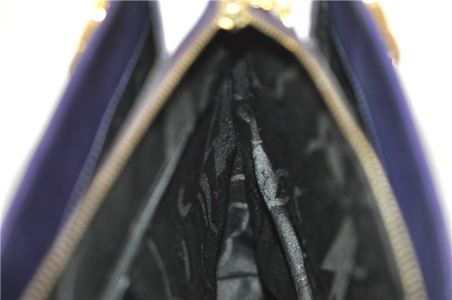 Authentic Ferragamo Gancini Leather Shoulder Hand Bag Purse Purple J1695