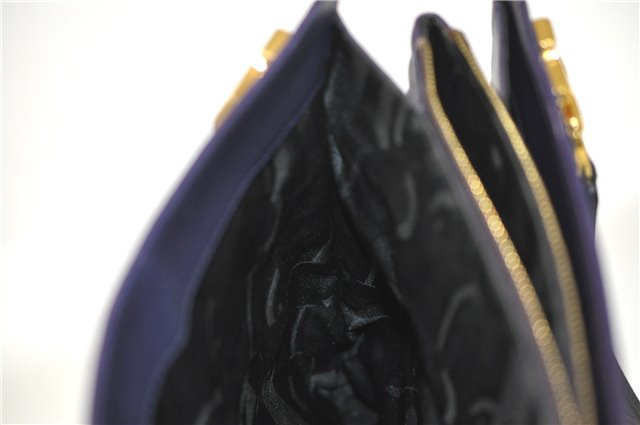 Authentic Ferragamo Gancini Leather Shoulder Hand Bag Purse Purple J1695