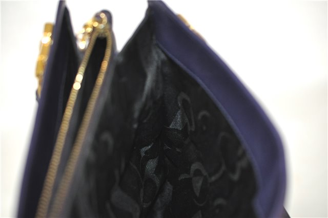 Authentic Ferragamo Gancini Leather Shoulder Hand Bag Purse Purple J1695