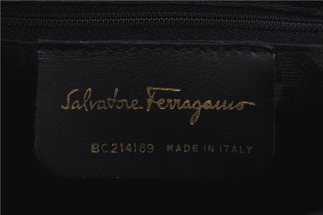 Authentic Ferragamo Gancini Leather Shoulder Hand Bag Purse Purple J1695