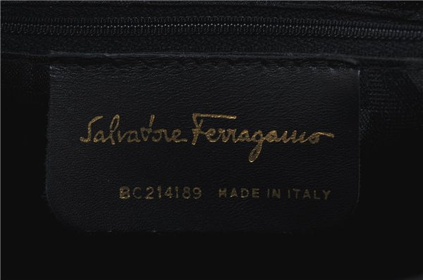 Authentic Ferragamo Gancini Leather Shoulder Hand Bag Purse Purple J1695