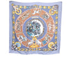 Authentic HERMES Carre 90 Scarf "CHEVAIIX DE TRAIT" Silk Gray J1701