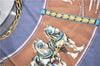 Authentic HERMES Carre 90 Scarf "CHEVAIIX DE TRAIT" Silk Gray J1701