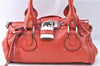 Authentic Chloe Paddington Leather Hand Bag Purse Red J1702