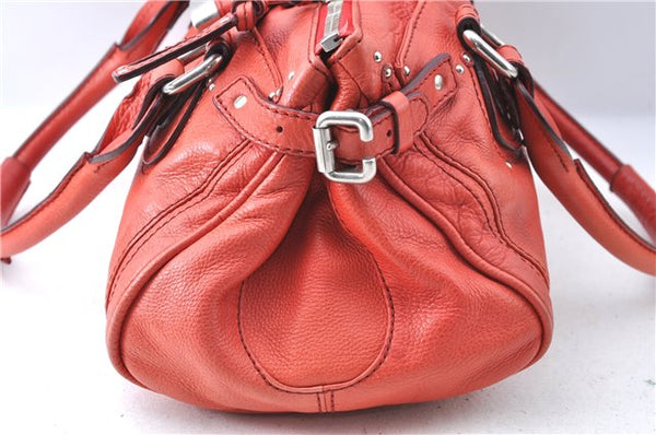 Authentic Chloe Paddington Leather Hand Bag Purse Red J1702