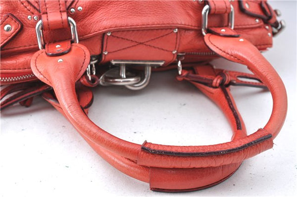 Authentic Chloe Paddington Leather Hand Bag Purse Red J1702