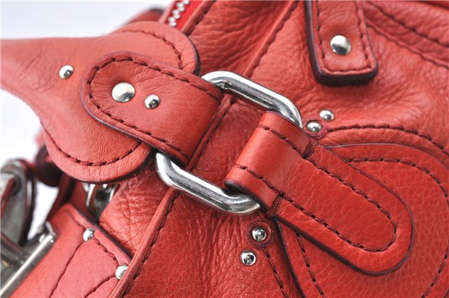 Authentic Chloe Paddington Leather Hand Bag Purse Red J1702