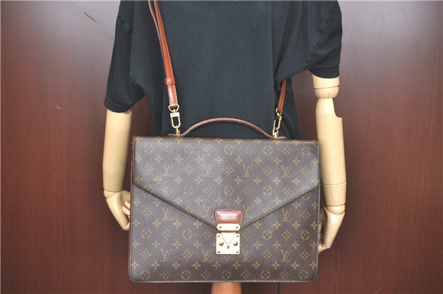Auth Louis Vuitton Monogram Porte Documents Bandouliere M53338 Briefcase J1723