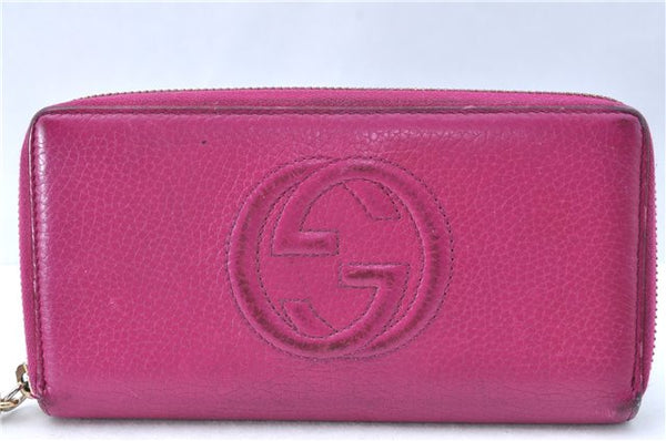 Authentic GUCCI SOHO Long Wallet Purse Tassel Leather 308004 Pink J1732