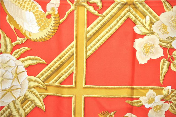 Authentic HERMES Carre 90 Scarf "Caraibes" Silk Red J1747