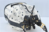 Authentic MCM Visetos Leather Vintage Shoulder Cross Body Bag White Navy J1748