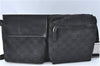 Authentic GUCCI Waist Body Bag Canvas Leather 28566 Black J1756