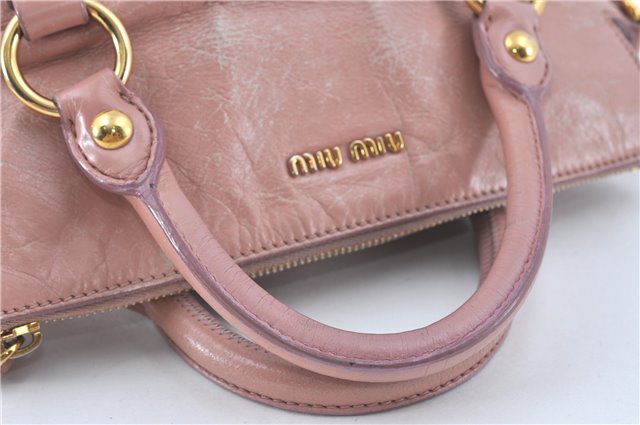 Authentic MIU MIU Ribbon Leather 2Way Shoulder Hand Bag Purse Pink J1758