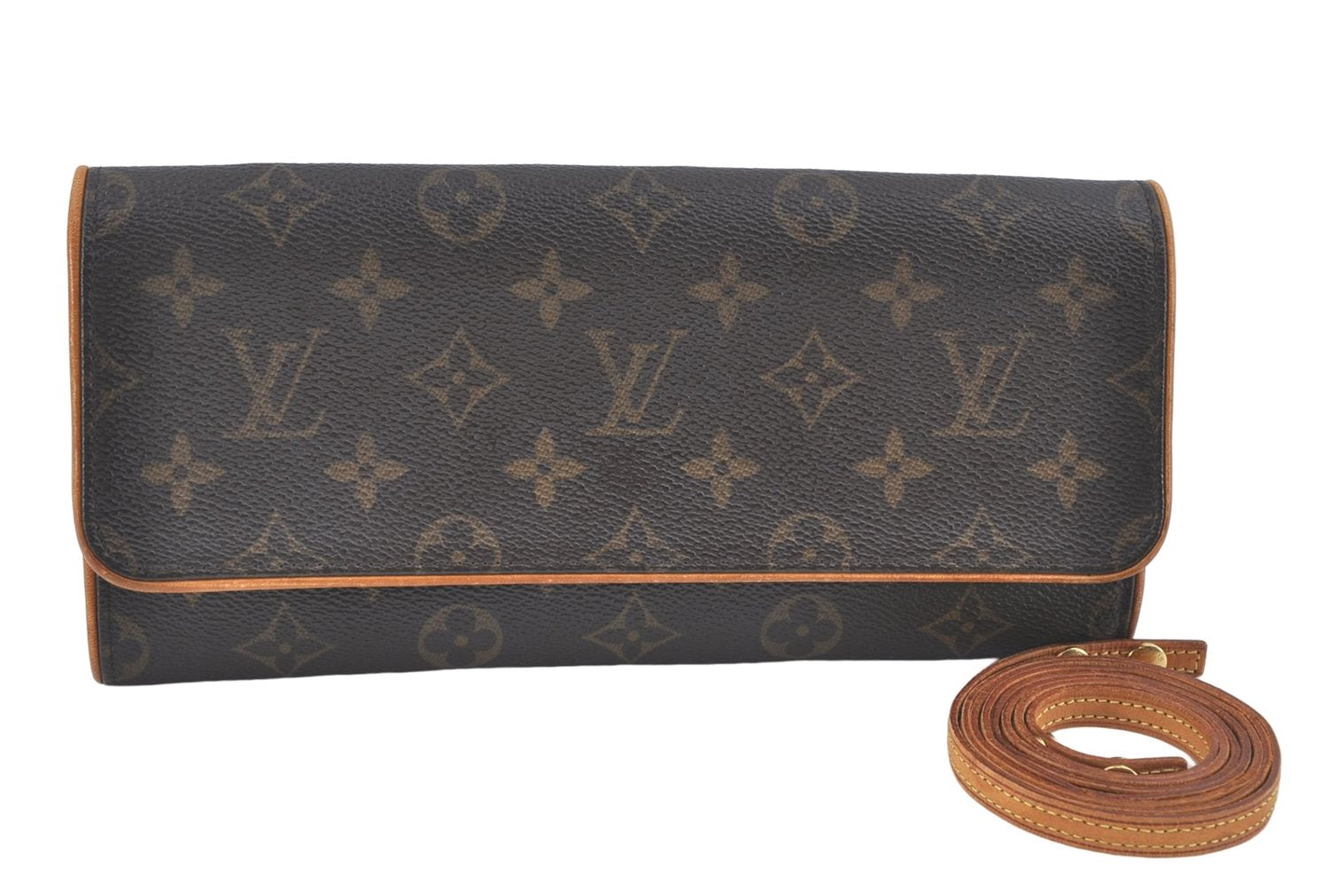Authentic Louis Vuitton Monogram Pochette Twin GM Shoulder Bag M51852 LV J1763