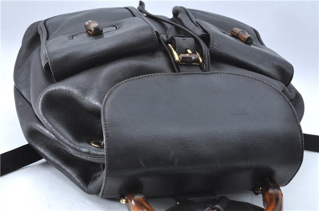 Authentic GUCCI Bamboo Backpack Leather Black J1768