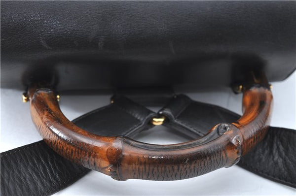 Authentic GUCCI Bamboo Backpack Leather Black J1768