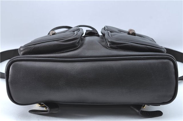 Authentic GUCCI Bamboo Backpack Leather Black J1768