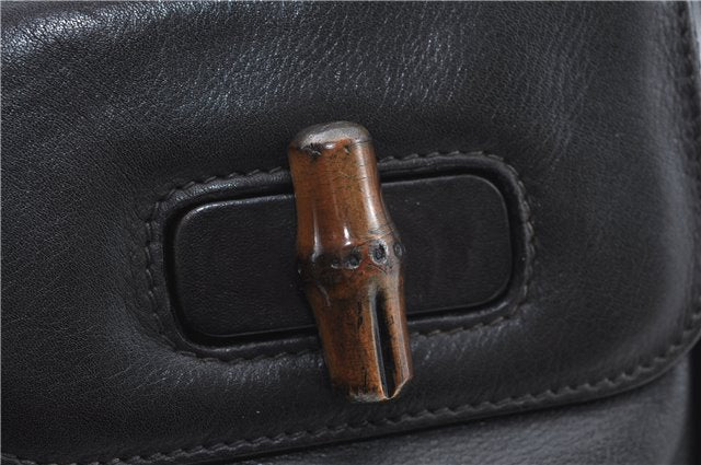 Authentic GUCCI Bamboo Backpack Leather Black J1768