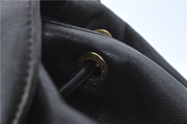 Authentic GUCCI Bamboo Backpack Leather Black J1768