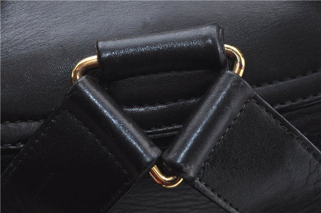 Authentic GUCCI Bamboo Backpack Leather Black J1768