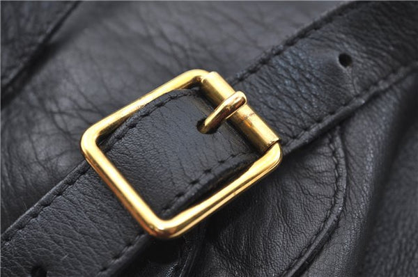 Authentic GUCCI Bamboo Backpack Leather Black J1768